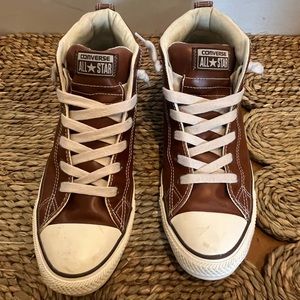 CONVERSE ALL STARS / leather/ brown / size: 8 MEN! Gently worn.